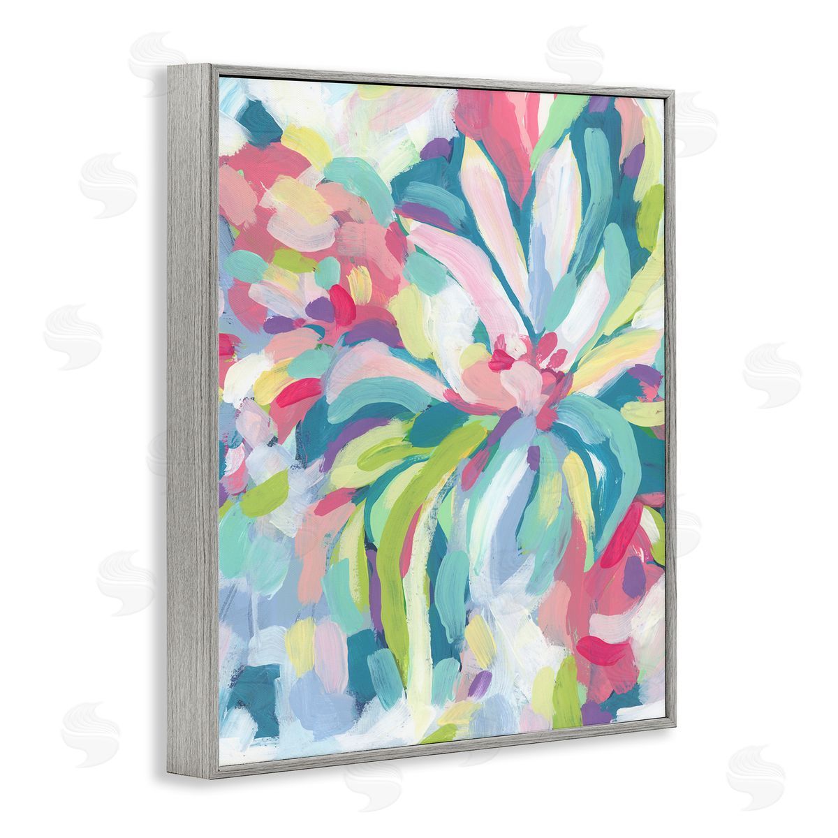 Modern Bold Flower Strokes Grey Frame Print Wall Art, Home Decor by June Erica Vess