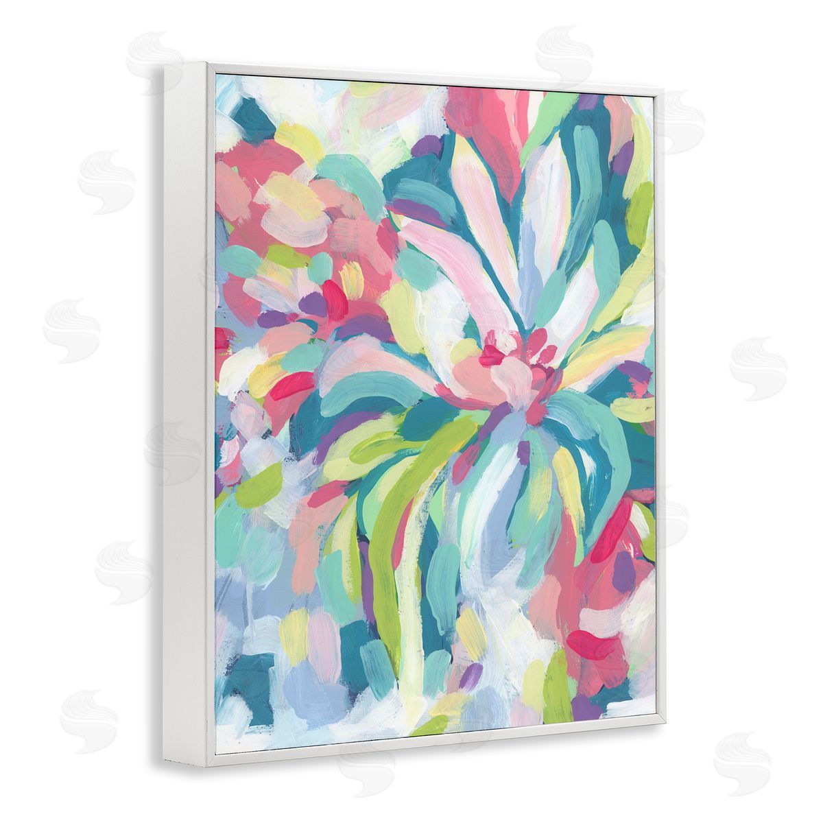 Modern Bold Flower Strokes White Frame Print Wall Art, Home Decor by June Erica Vess