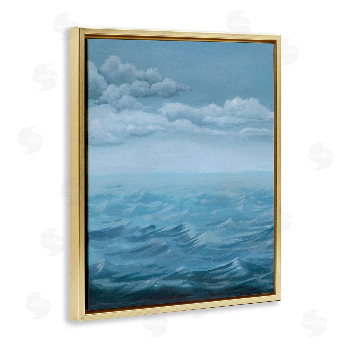 Clouds over Rough Seas Gold Floating Frame Canvas Wall Art, Home Decor by Grace Popp
