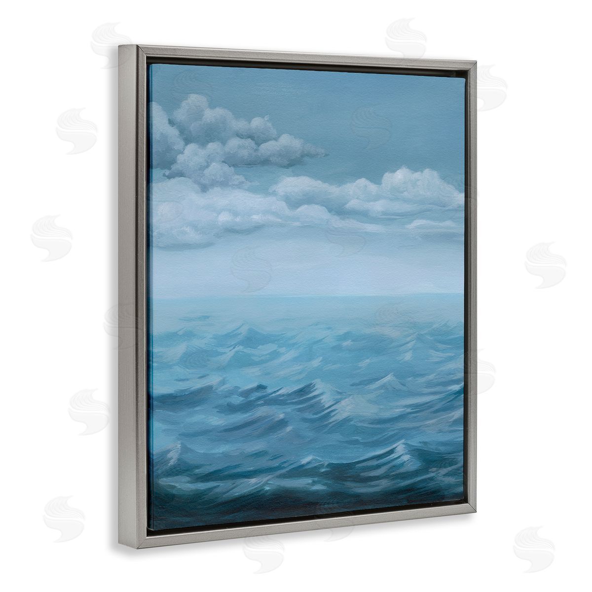 Clouds over Rough Seas Grey Floating Frame Canvas Wall Art, Home Decor by Grace Popp