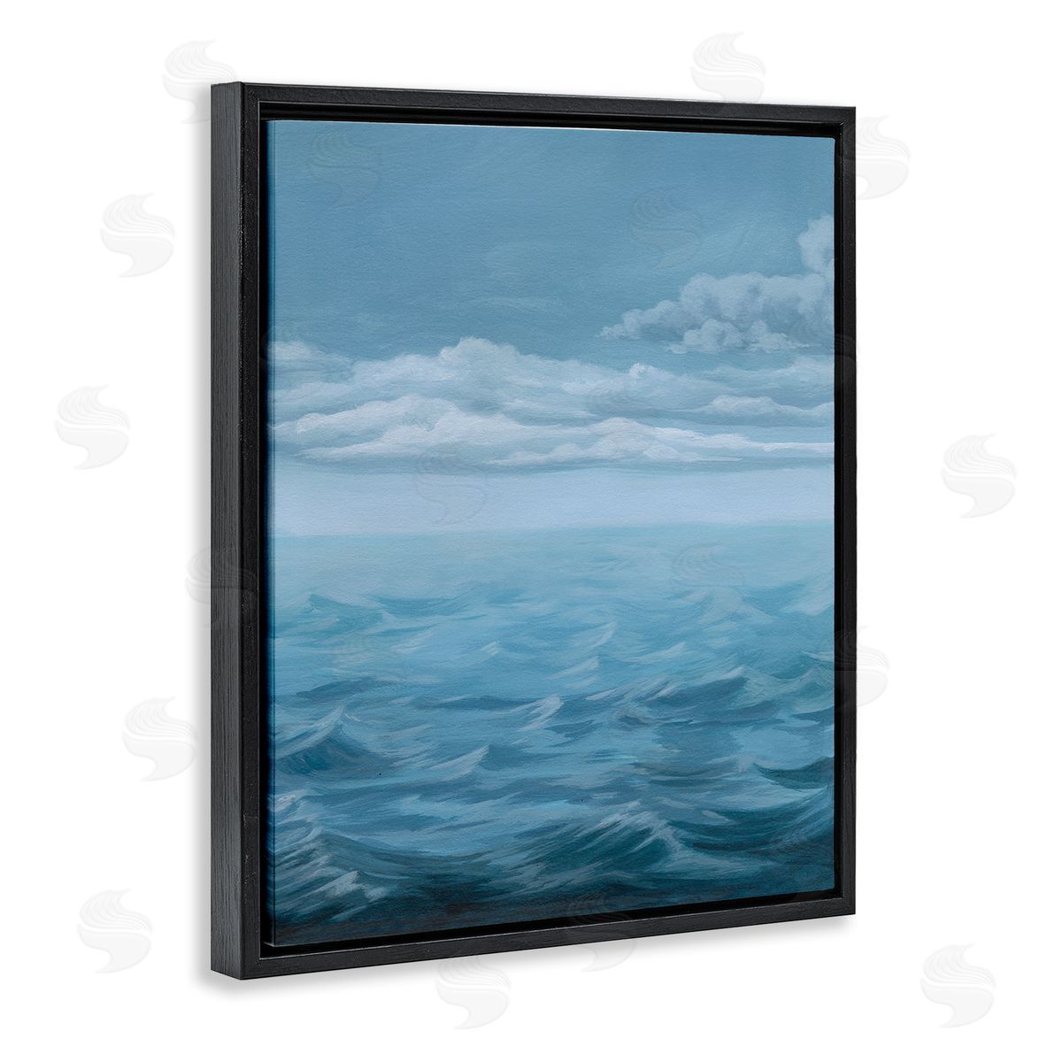 Clouds over Sea Waves Black Floating Frame Canvas Wall Art, Home Decor by Grace Popp