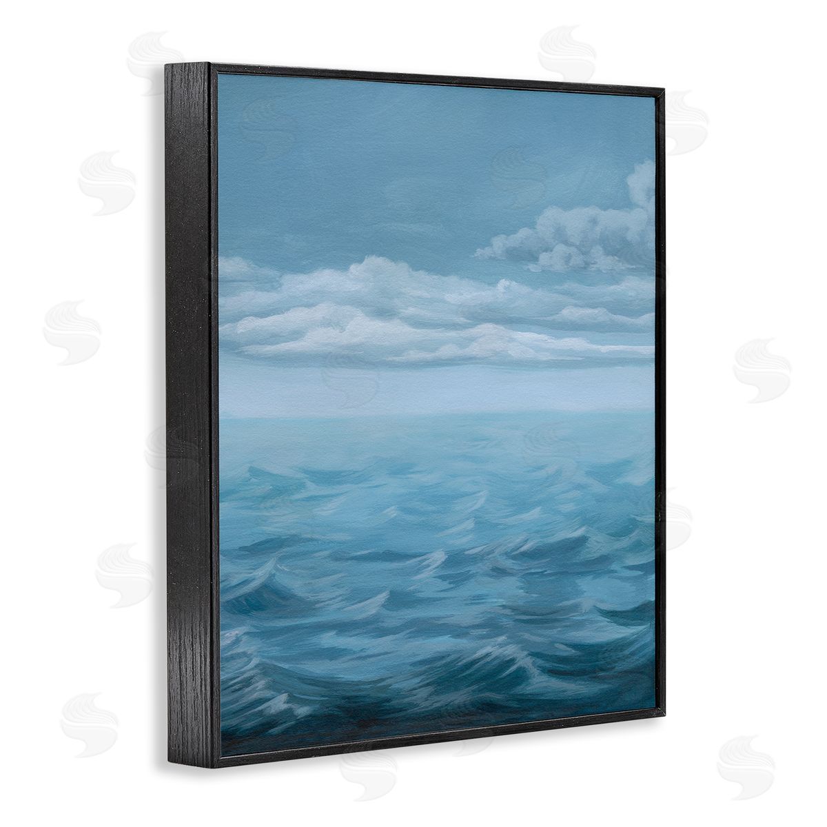 Clouds over Sea Waves Black Frame Print Wall Art, Home Decor by Grace Popp
