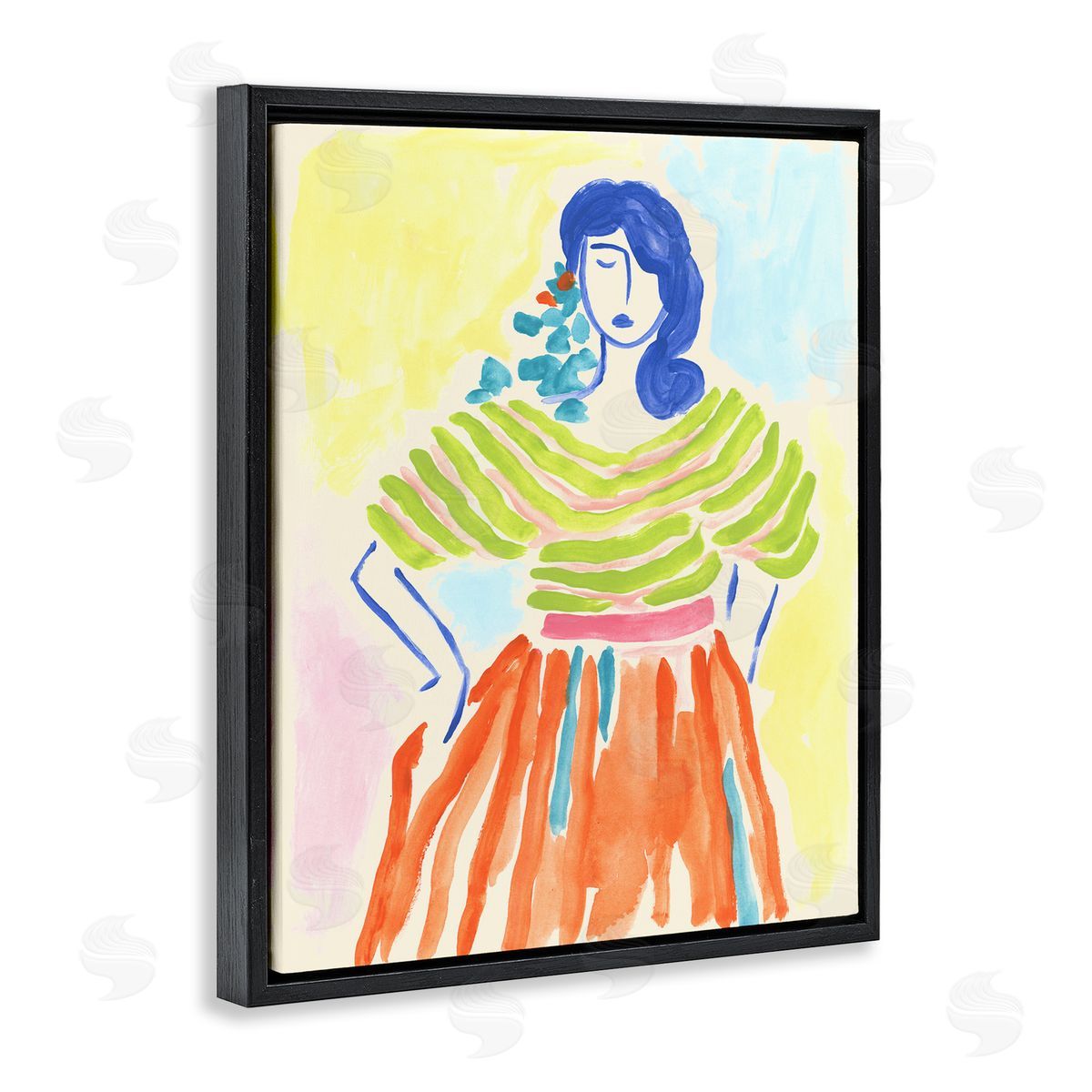 Bold Hued Fashion Black Floating Frame Canvas Wall Art, Home Decor by June Erica Vess
