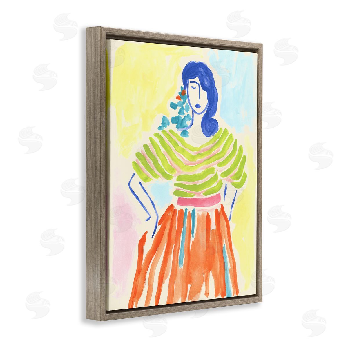 Bold Hued Fashion Brown Floating Frame Canvas Wall Art, Home Decor by June Erica Vess