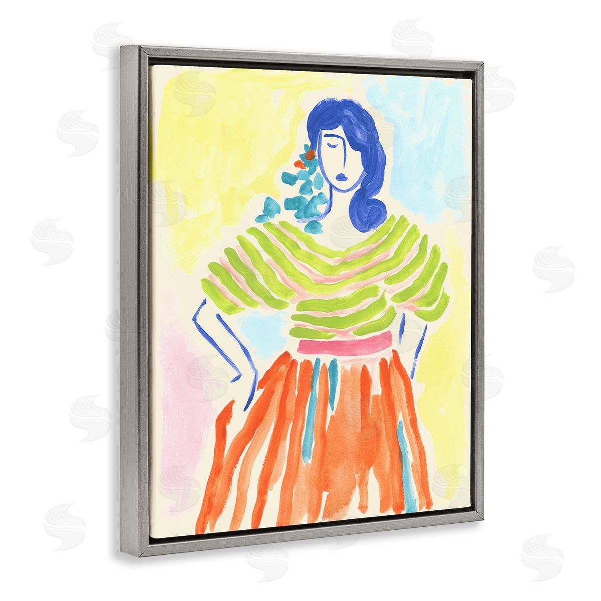 Bold Hued Fashion Grey Floating Frame Canvas Wall Art, Home Decor by June Erica Vess