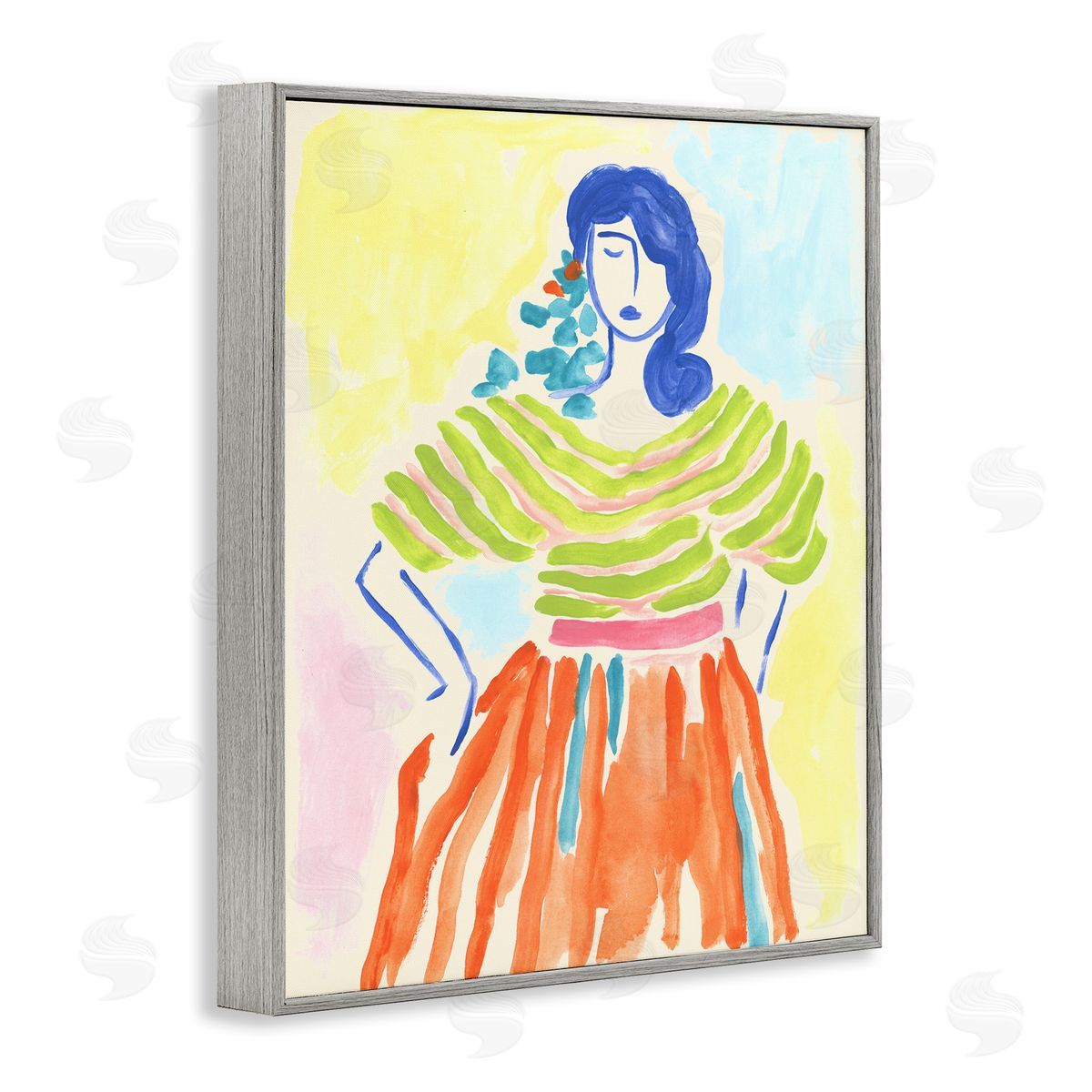 Bold Hued Fashion Grey Frame Print Wall Art, Home Decor by June Erica Vess