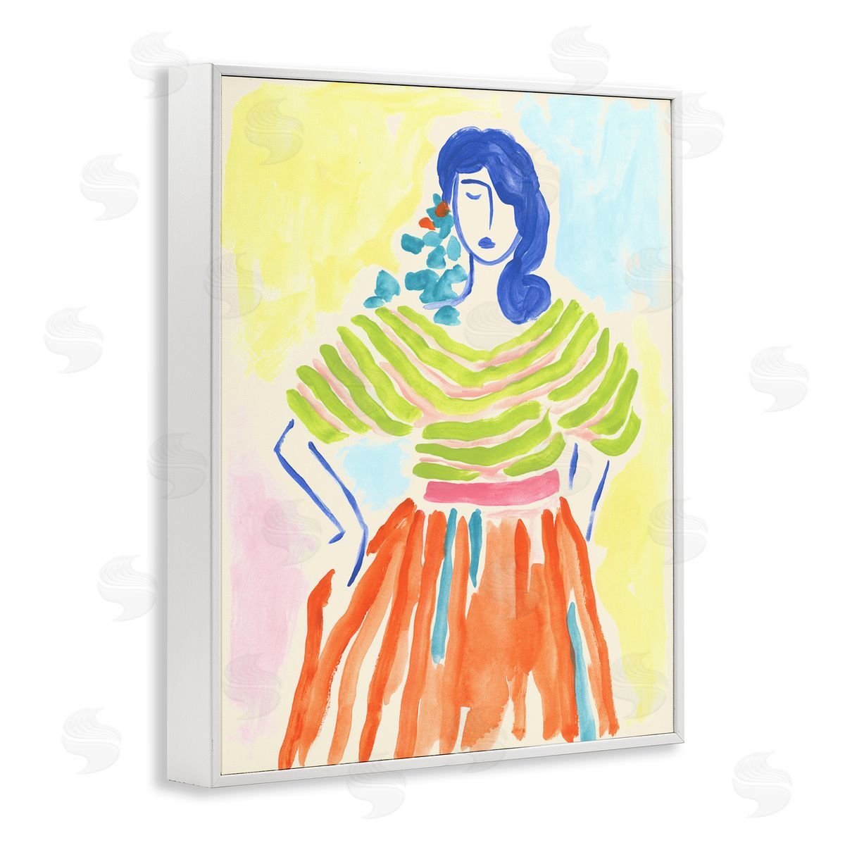 Bold Hued Fashion White Frame Print Wall Art, Home Decor by June Erica Vess