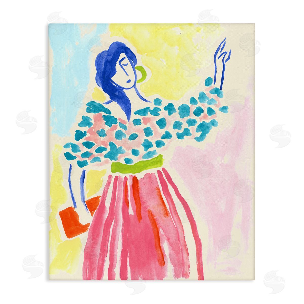 Woman in Bold Dress Canvas Wall Art, Home Decor by June Erica Vess