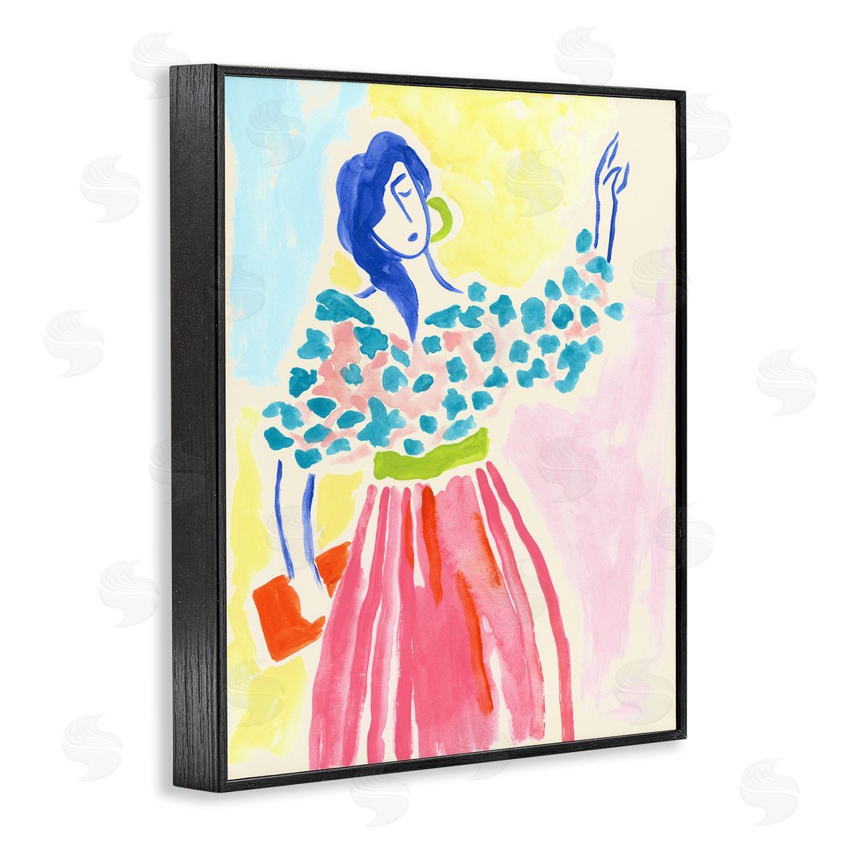 Woman in Bold Dress Black Frame Print Wall Art, Home Decor by June Erica Vess