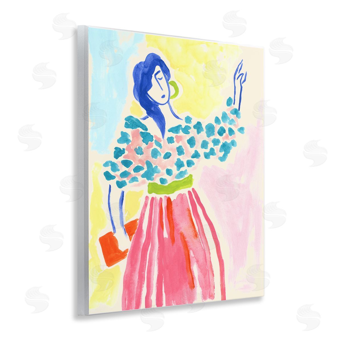 Woman in Bold Dress Wood Plaque Wall Art, Home Decor by June Erica Vess