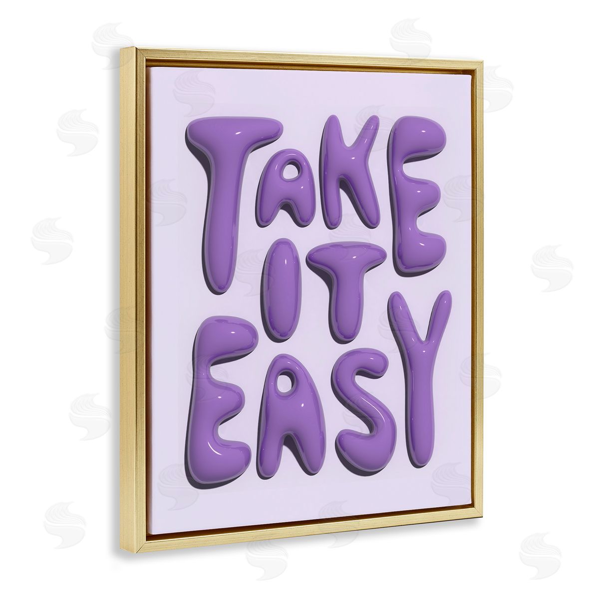 Take It Easy Letters Gold Floating Frame Canvas Wall Art, Home Decor by Victoria Barnes