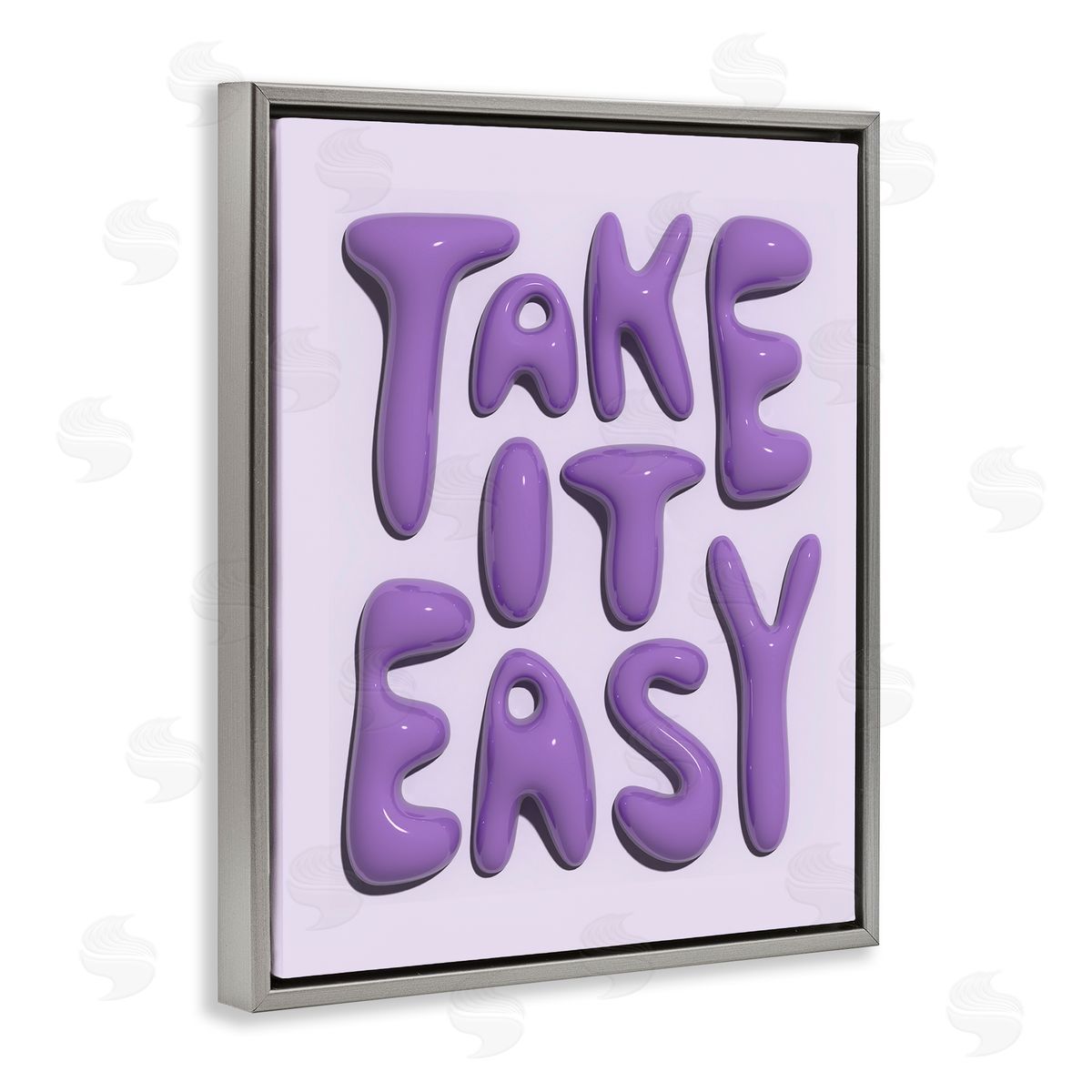 Take It Easy Letters Grey Floating Frame Canvas Wall Art, Home Decor by Victoria Barnes