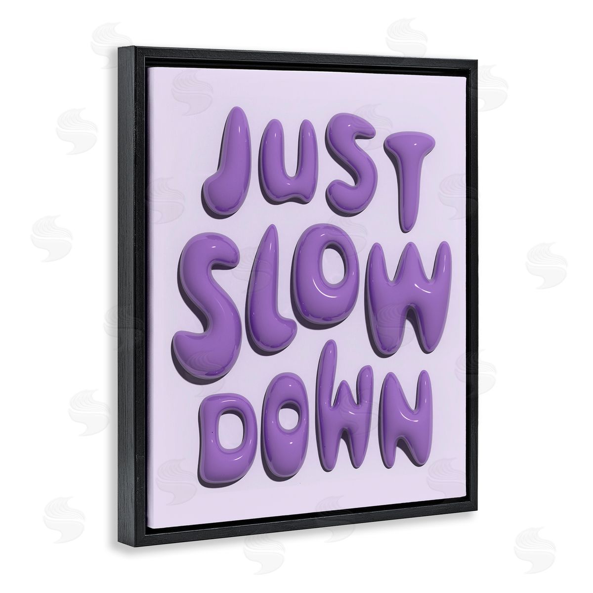 Purple Just Slow Down Black Floating Frame Canvas Wall Art, Home Decor by Victoria Barnes