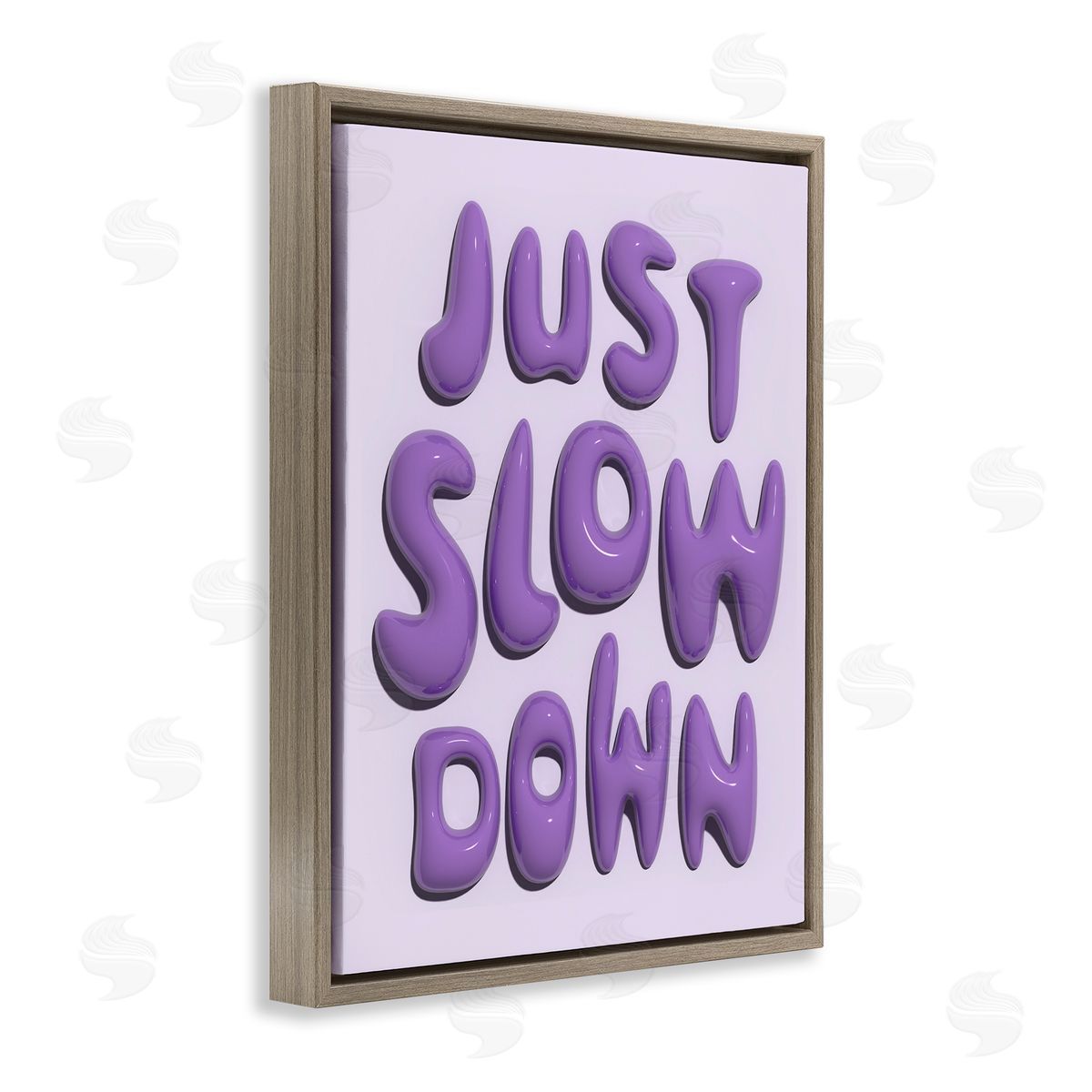 Purple Just Slow Down Brown Floating Frame Canvas Wall Art, Home Decor by Victoria Barnes