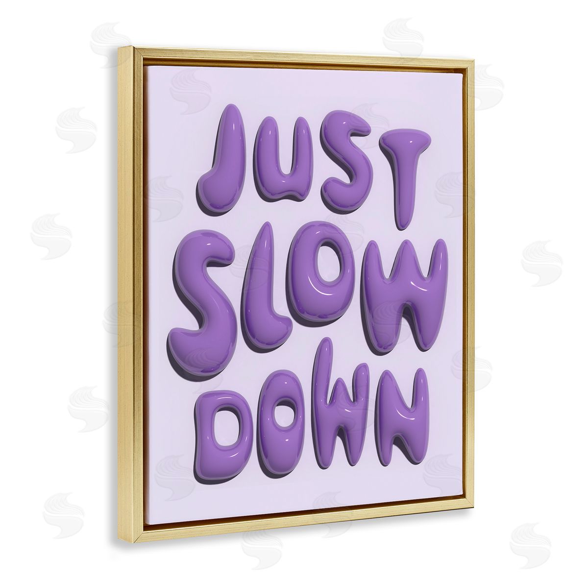 Purple Just Slow Down Gold Floating Frame Canvas Wall Art, Home Decor by Victoria Barnes