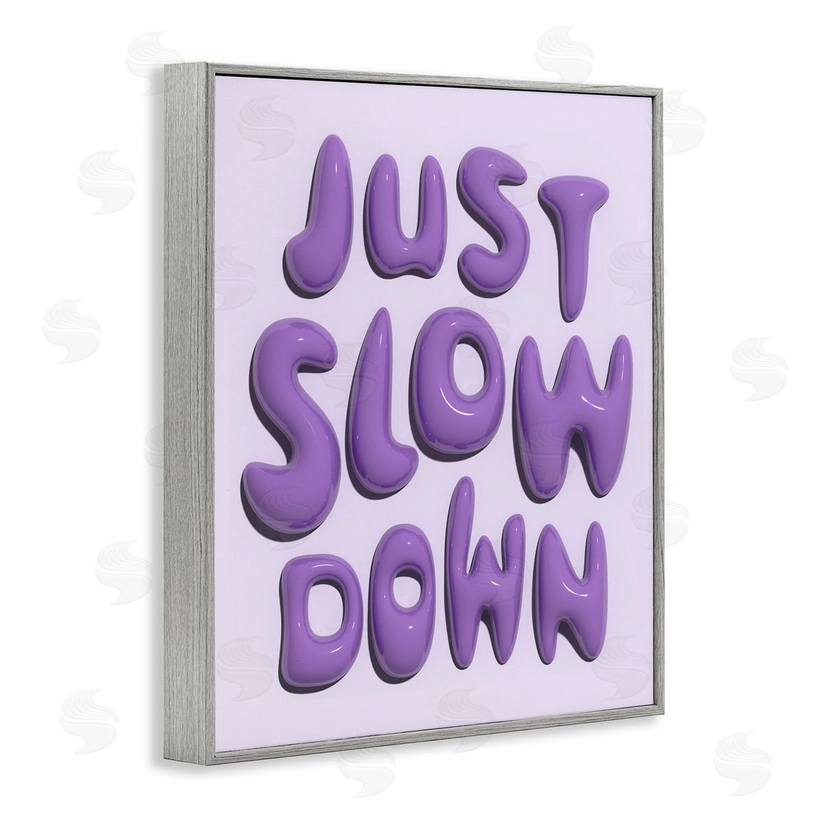 Purple Just Slow Down Grey Frame Print Wall Art, Home Decor by Victoria Barnes