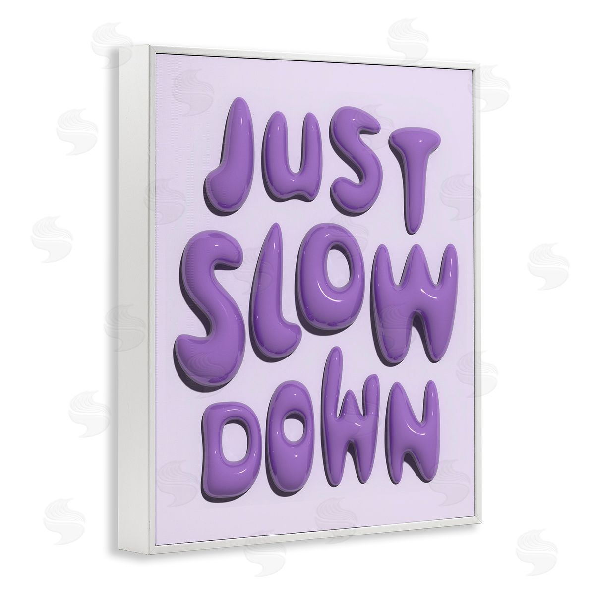 Purple Just Slow Down White Frame Print Wall Art, Home Decor by Victoria Barnes