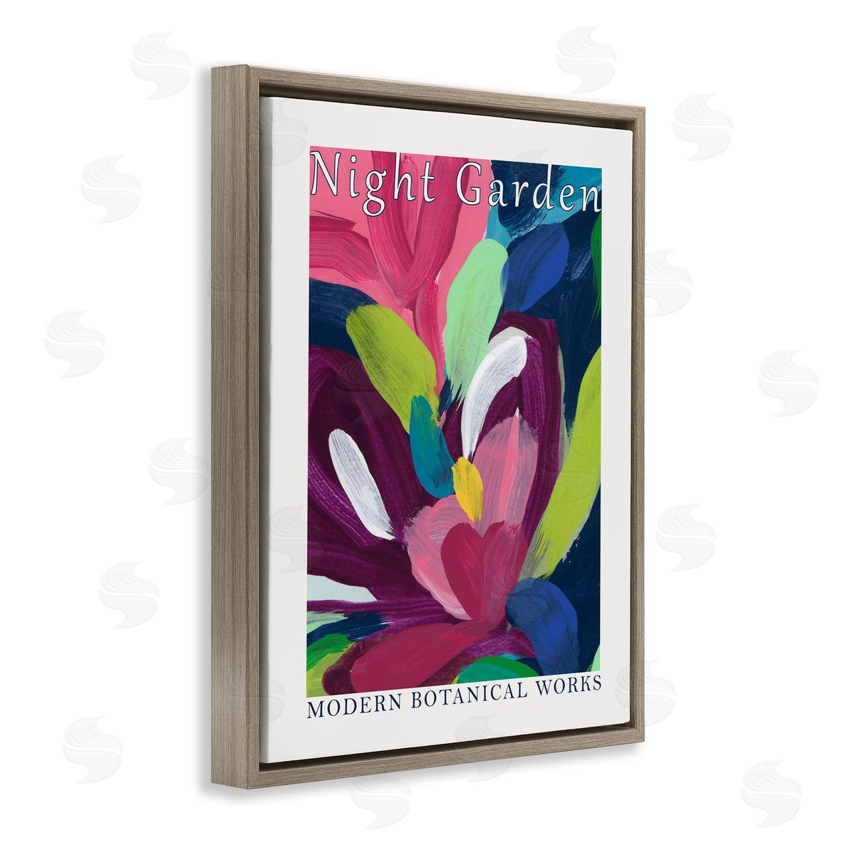Night Garden Museum Brown Floating Frame Canvas Wall Art, Home Decor by June Erica Vess