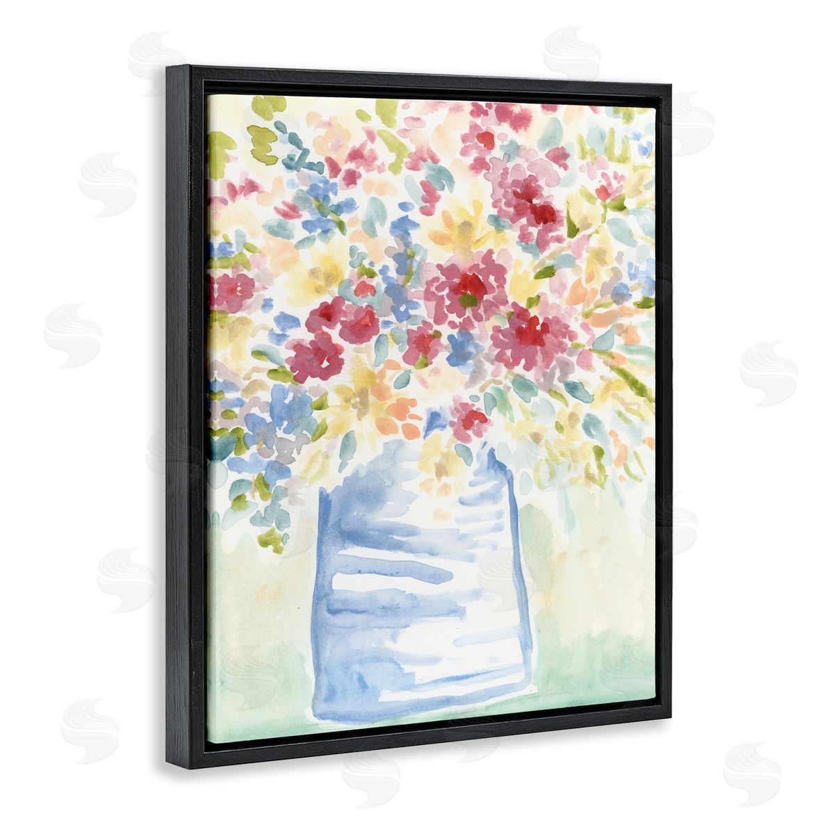 Soft Country Blossoms Black Floating Frame Canvas Wall Art, Home Decor by June Erica Vess
