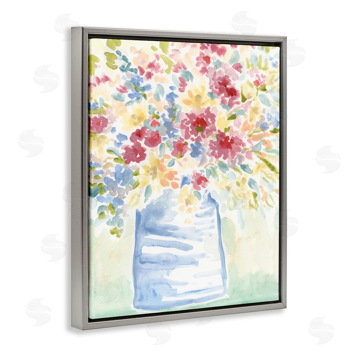 Soft Country Blossoms Grey Floating Frame Canvas Wall Art, Home Decor by June Erica Vess