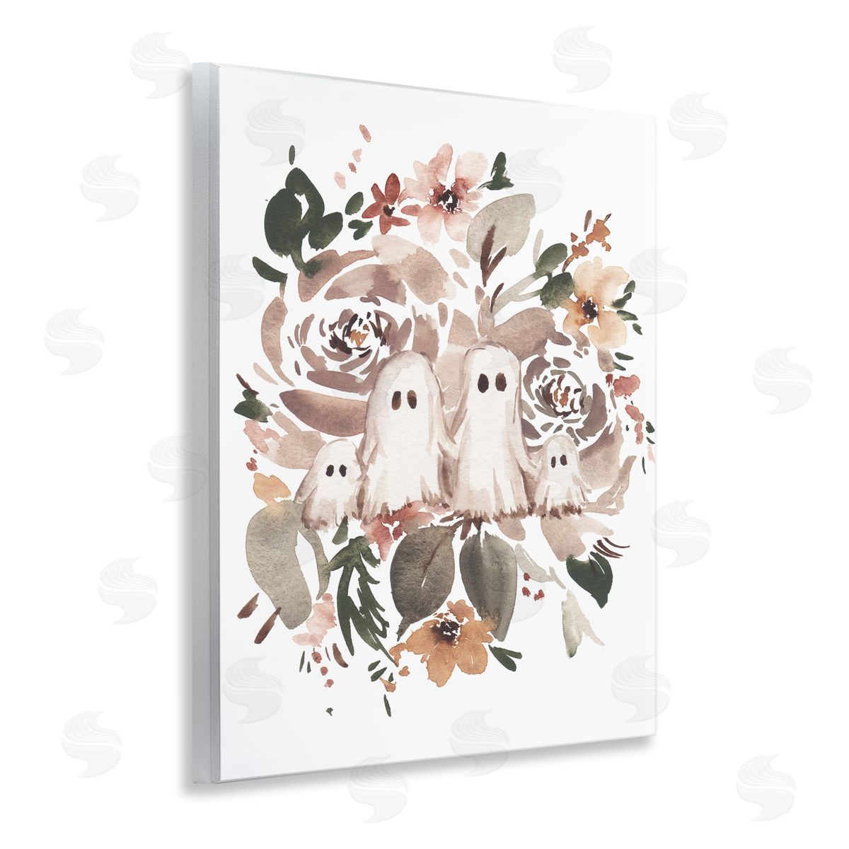 Little Ghosts with Botanicals Wood Plaque Wall Art, Home Decor by Amanda Cook