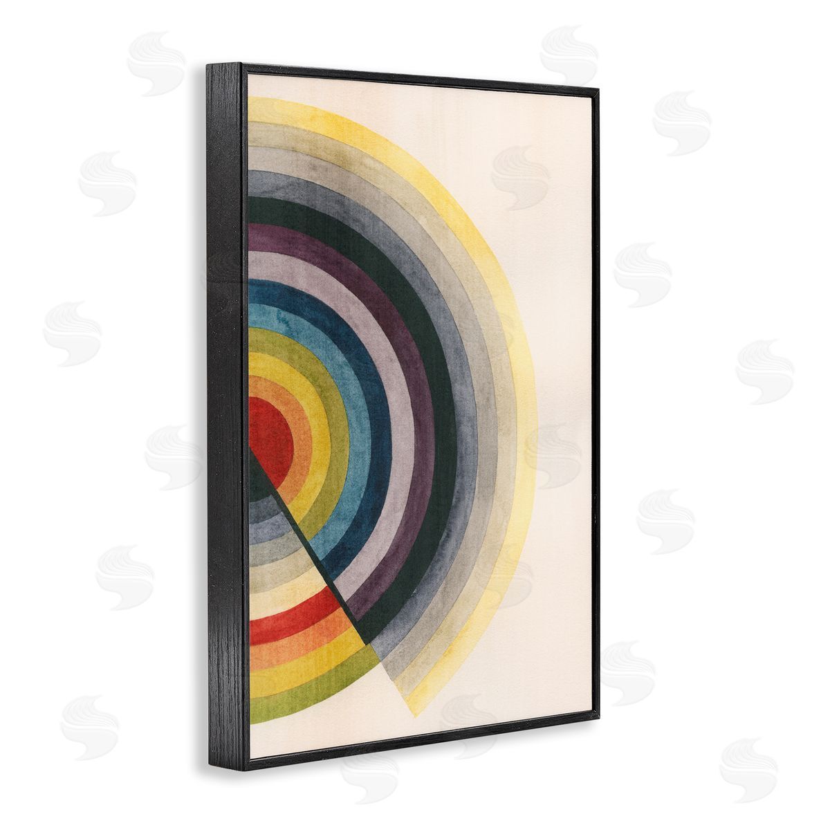 Round Centric Pattern Black Frame Print Wall Art, Home Decor by Grace Popp
