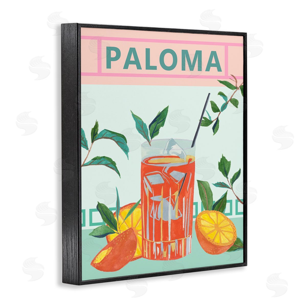 Paloma Tropical Cocktail Black Frame Print Wall Art, Home Decor by Melissa Wang