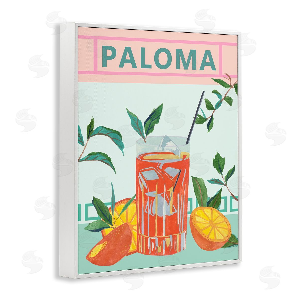 Paloma Tropical Cocktail White Frame Print Wall Art, Home Decor by Melissa Wang
