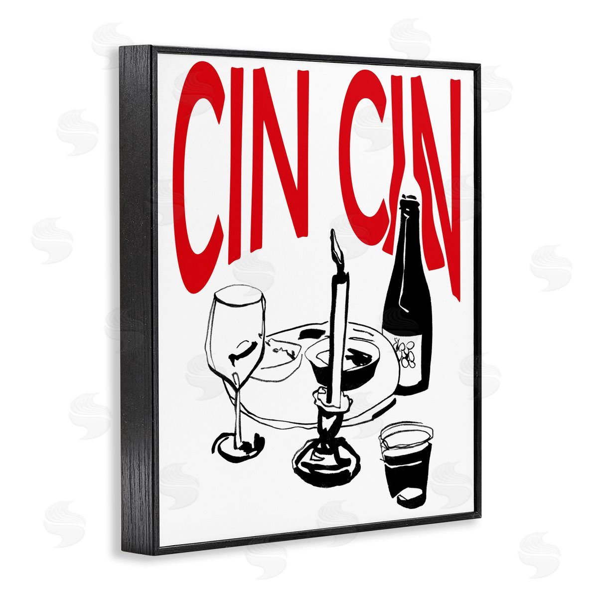 Cheers Cin Cin Wine Black Frame Print Wall Art, Home Decor by Melissa Wang