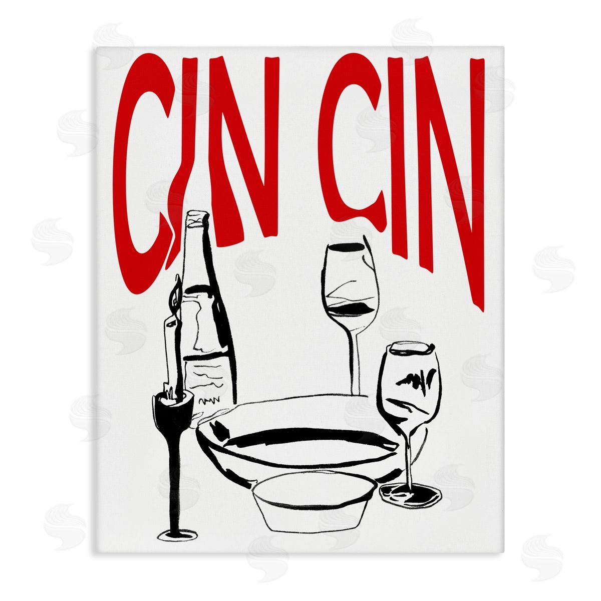 Cin Cin Wine Glasses Canvas Wall Art, Home Decor by Melissa Wang