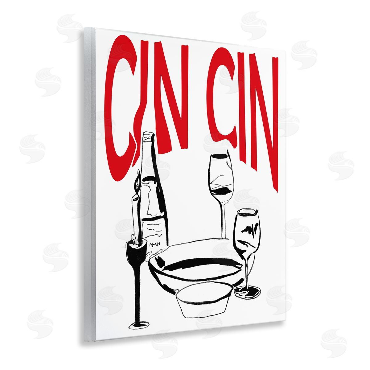 Cin Cin Wine Glasses Wood Plaque Wall Art, Home Decor by Melissa Wang