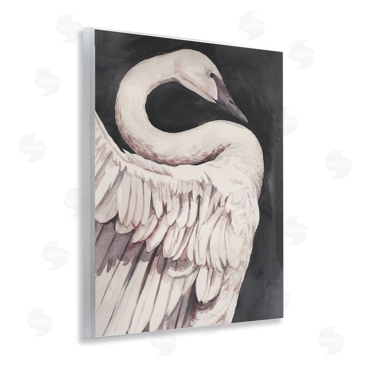 Swan Portrait on Grey Wood Plaque Wall Art, Home Decor by Grace Popp