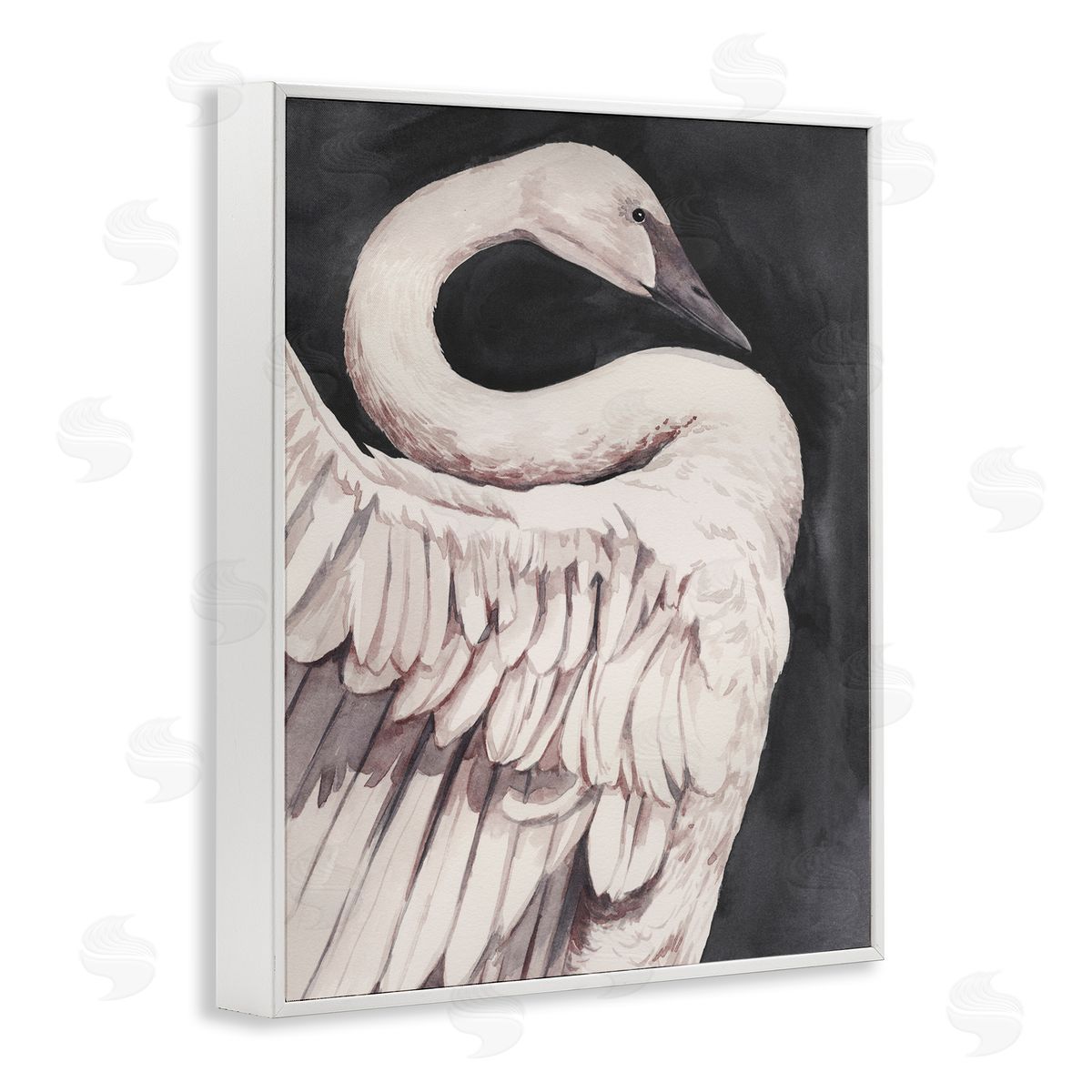 Swan Portrait on Grey White Frame Print Wall Art, Home Decor by Grace Popp