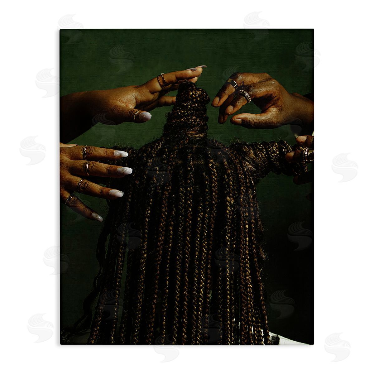 Women Braiding Hair Canvas Wall Art, Home Decor by Oladimeji Odunsi