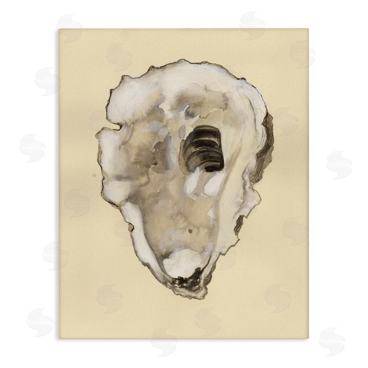 Beige Oyster Shape Canvas Wall Art, Home Decor by Michael Willett