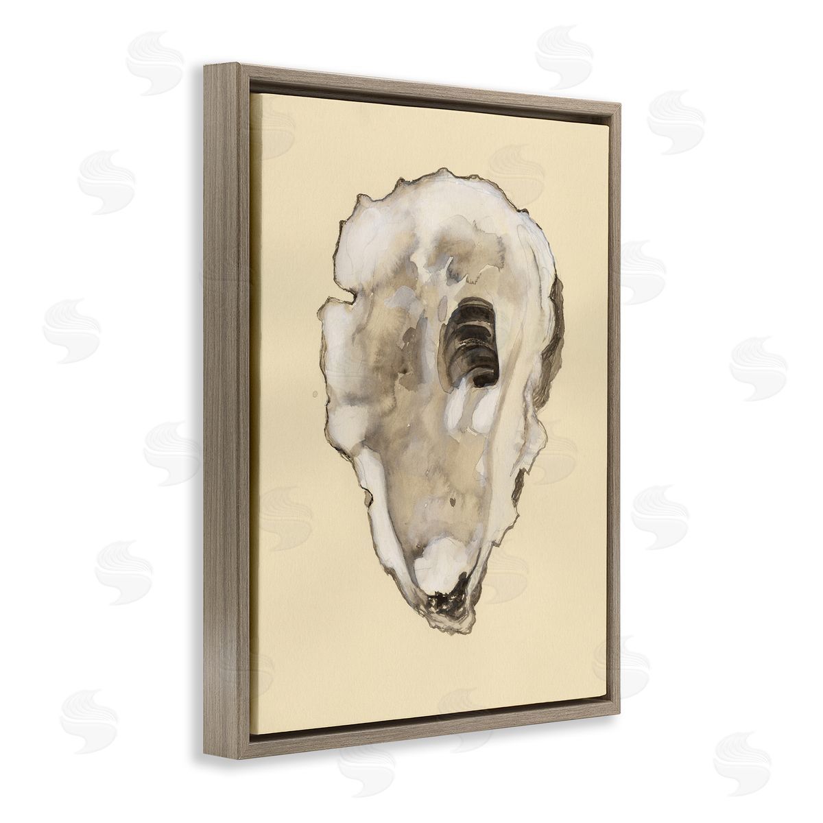 Beige Oyster Shape Brown Floating Frame Canvas Wall Art, Home Decor by Michael Willett