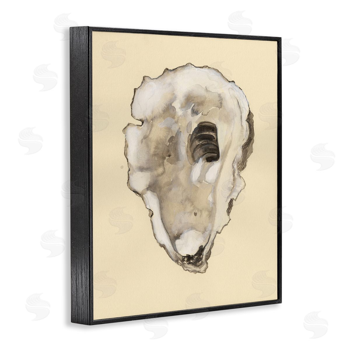 Beige Oyster Shape Black Frame Print Wall Art, Home Decor by Michael Willett