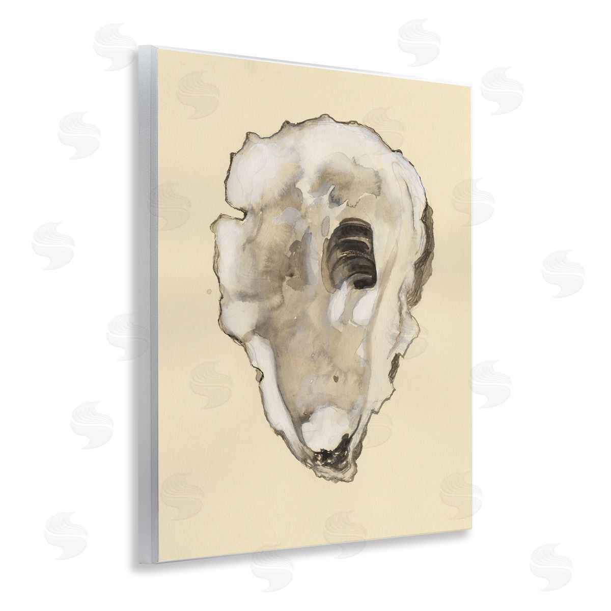 Beige Oyster Shape Wood Plaque Wall Art, Home Decor by Michael Willett