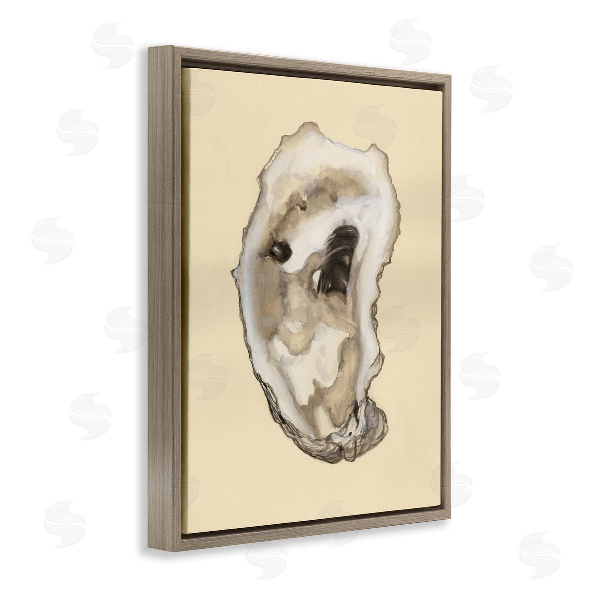 Natural Oyster Shell Brown Floating Frame Canvas Wall Art, Home Decor by Michael Willett