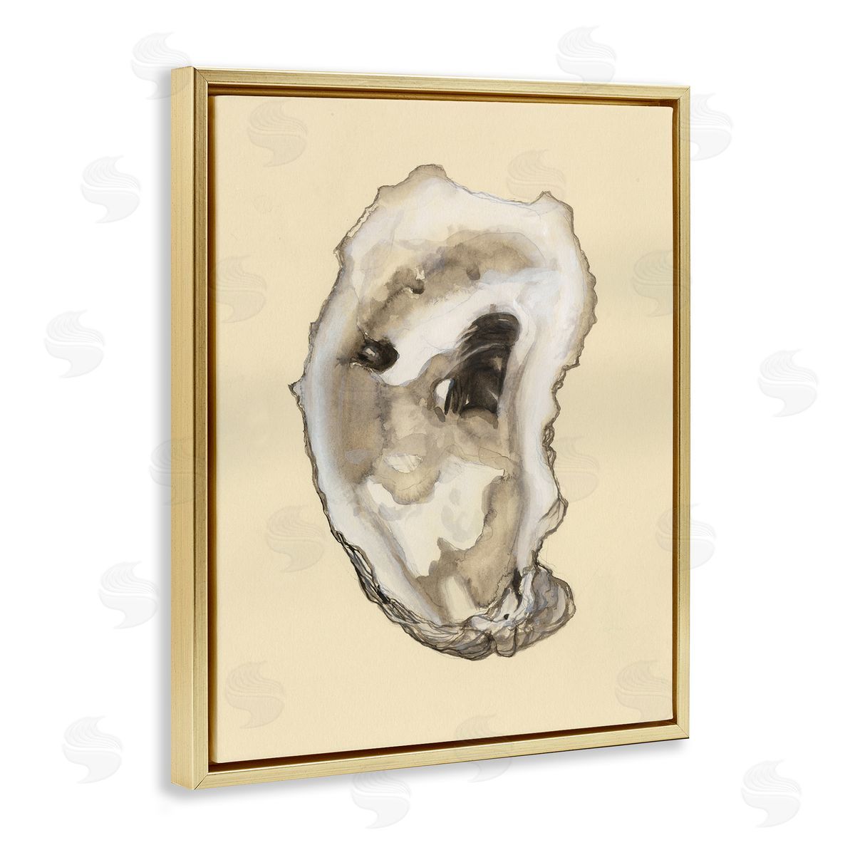 Natural Oyster Shell Gold Floating Frame Canvas Wall Art, Home Decor by Michael Willett