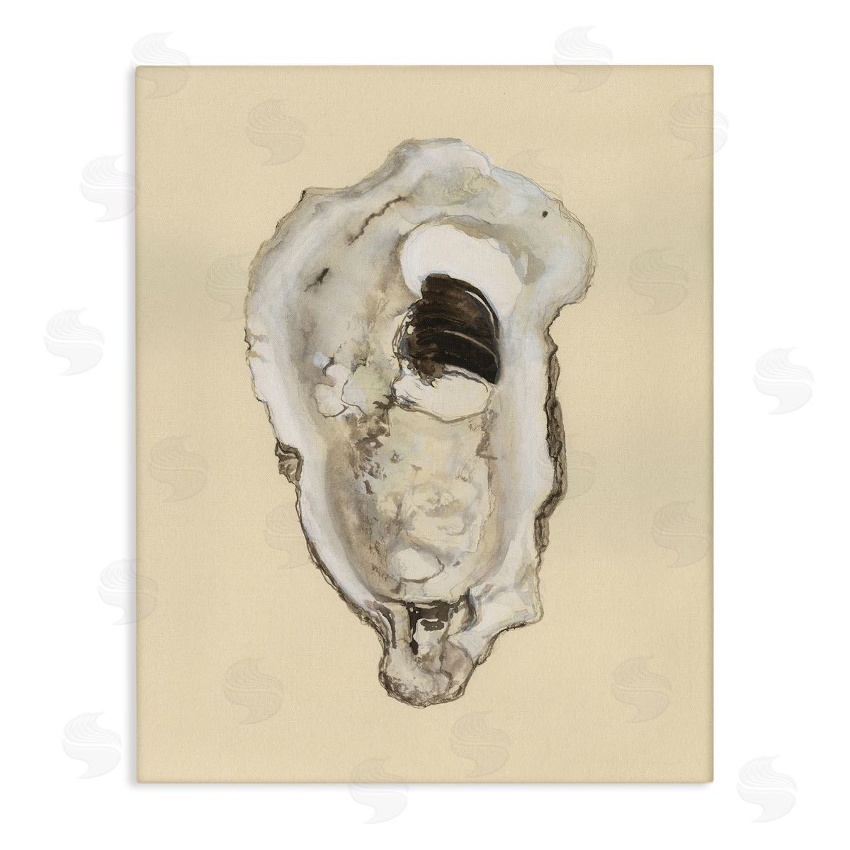 Aquatic Oyster on Beige Canvas Wall Art, Home Decor by Michael Willett