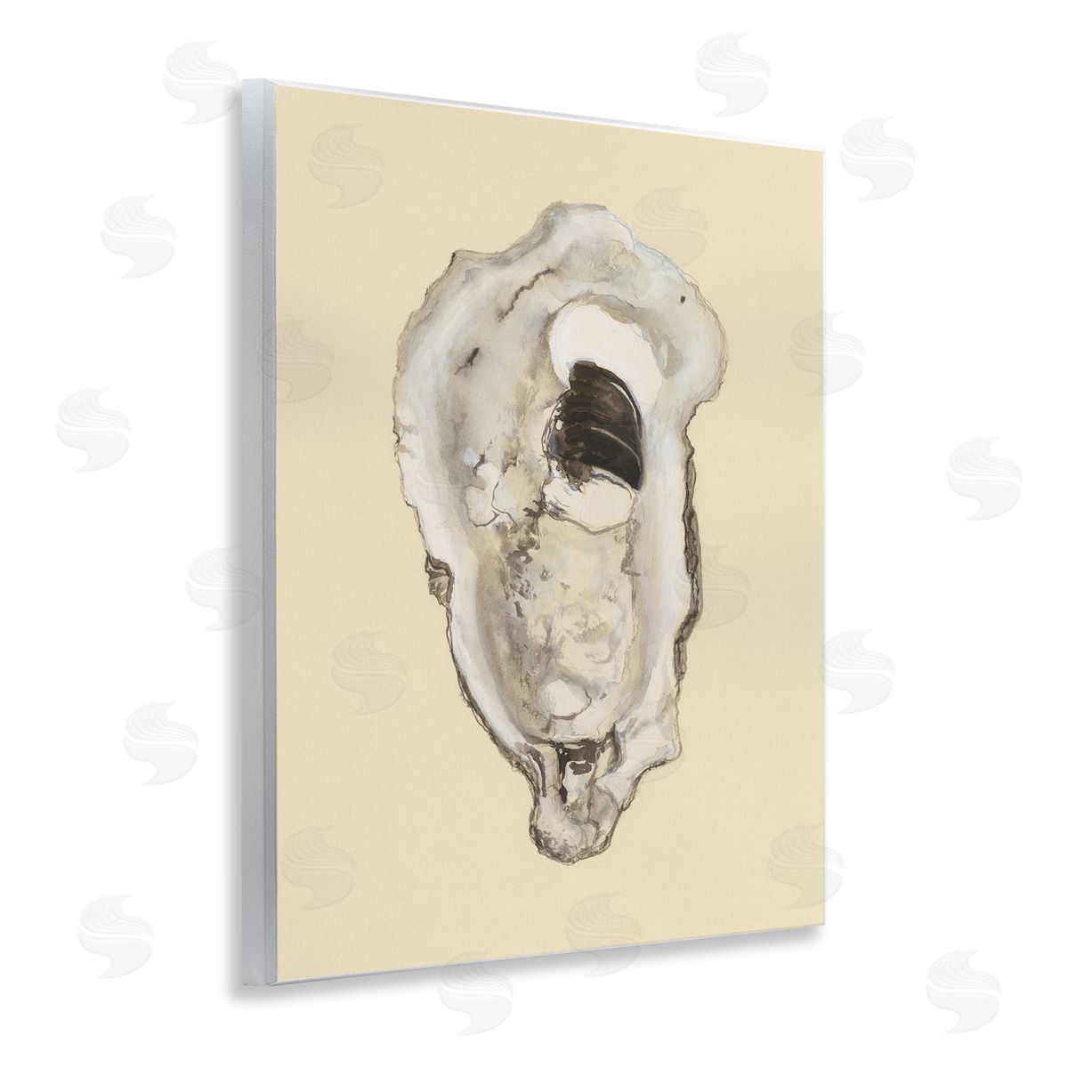 Aquatic Oyster on Beige Wood Plaque Wall Art, Home Decor by Michael Willett