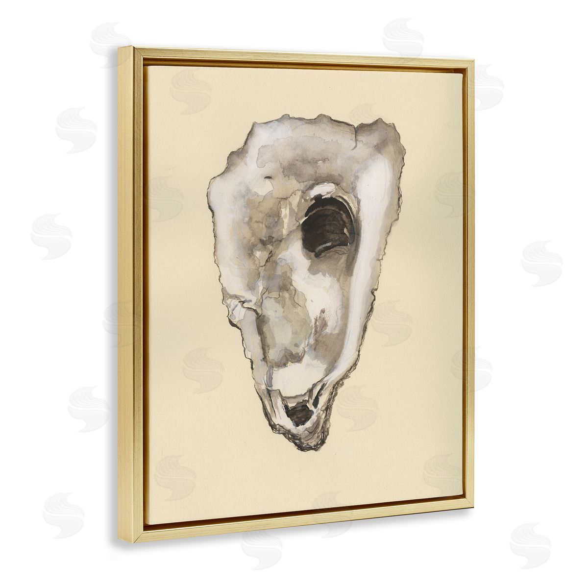 Oyster Sea Creature Gold Floating Frame Canvas Wall Art, Home Decor by Michael Willett
