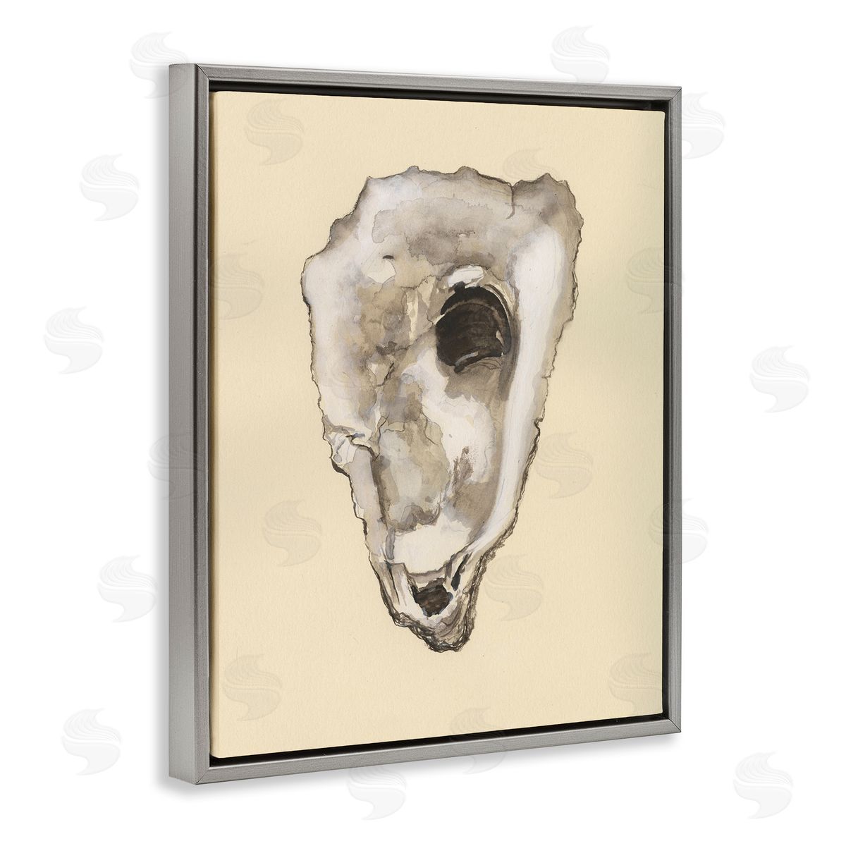 Oyster Sea Creature Grey Floating Frame Canvas Wall Art, Home Decor by Michael Willett
