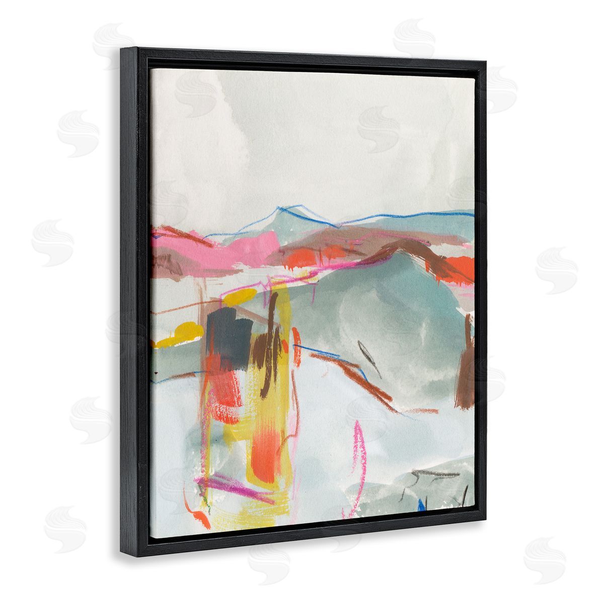 Mountain Shape Impressions Black Floating Frame Canvas Wall Art, Home Decor by Melissa Wang