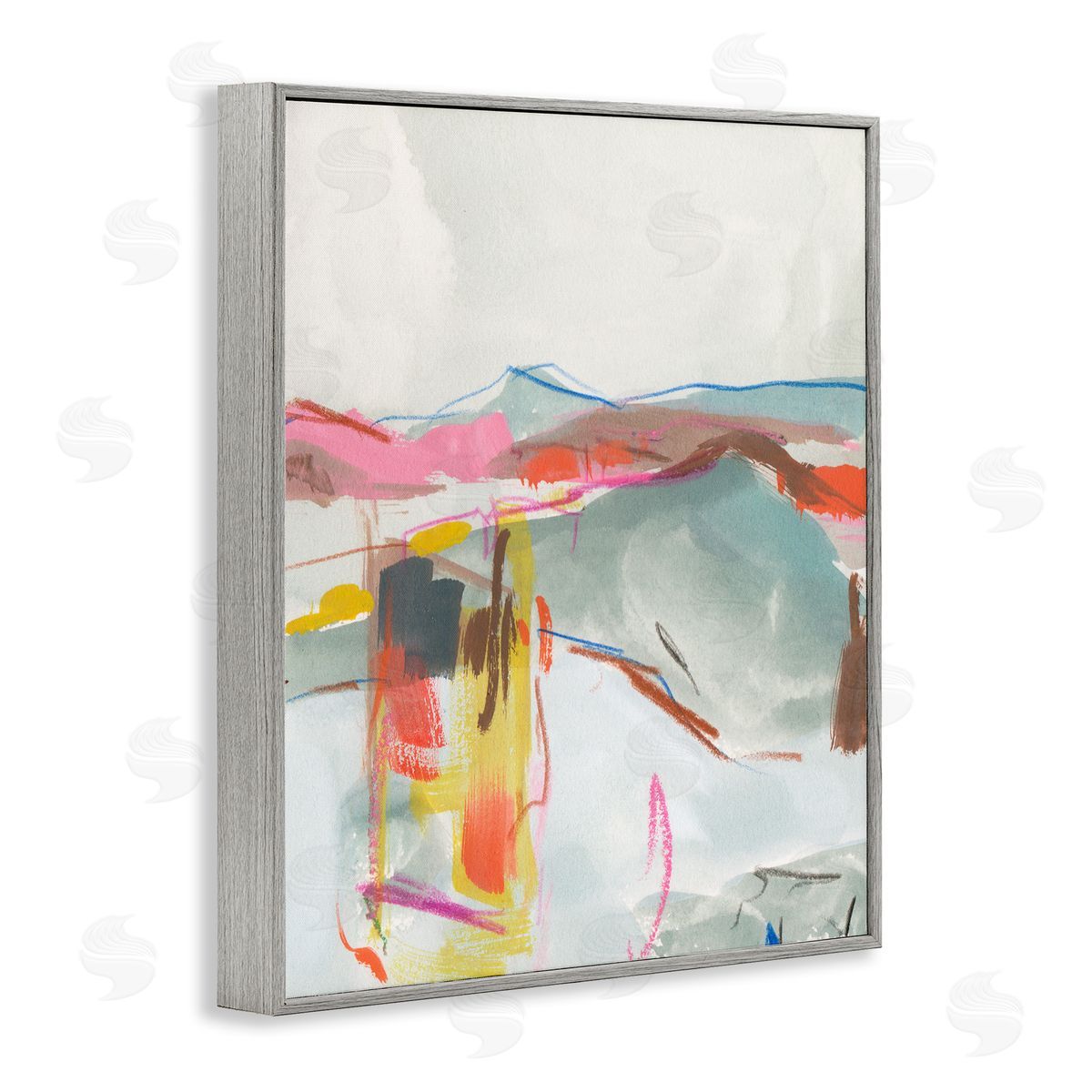 Mountain Shape Impressions Grey Frame Print Wall Art, Home Decor by Melissa Wang