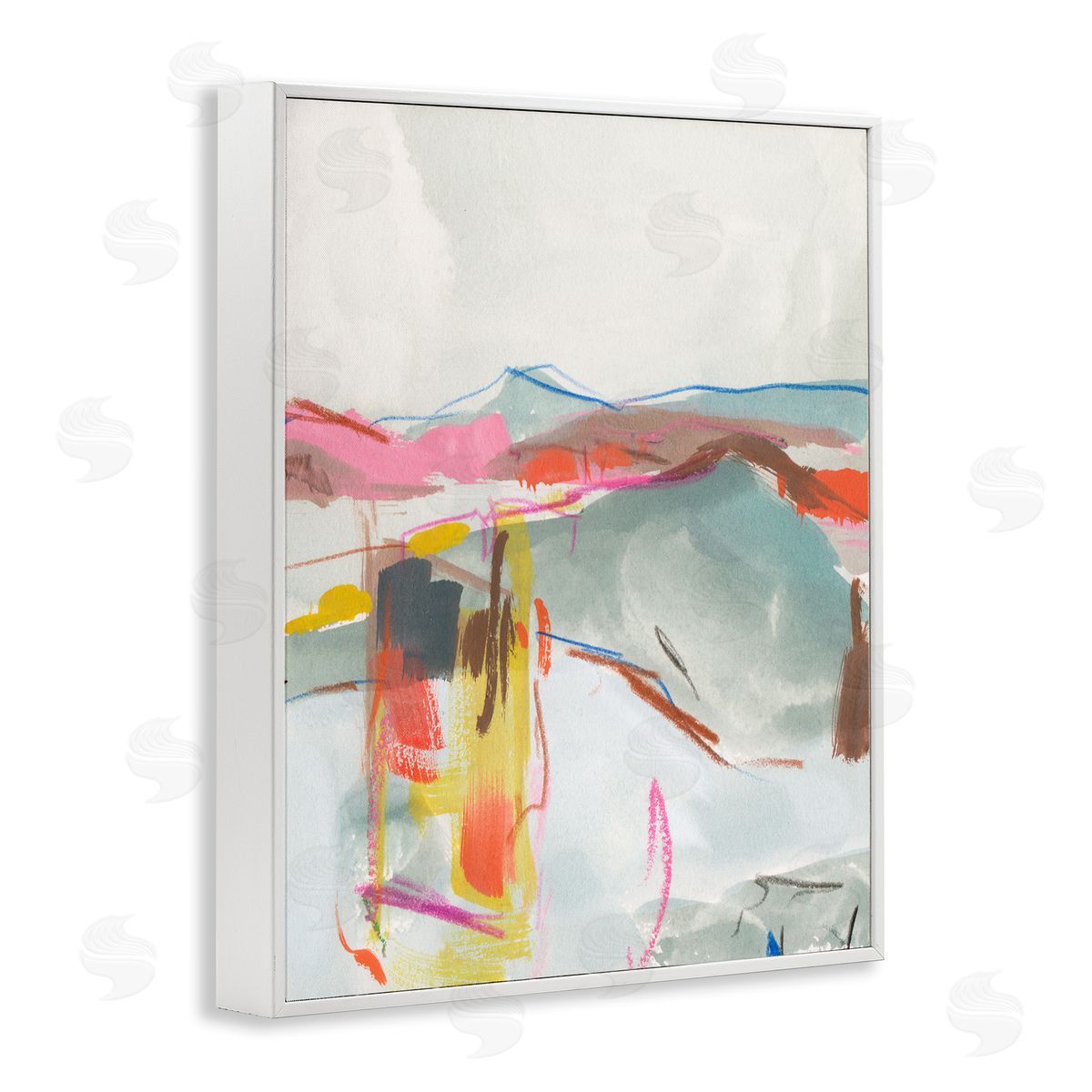 Mountain Shape Impressions White Frame Print Wall Art, Home Decor by Melissa Wang