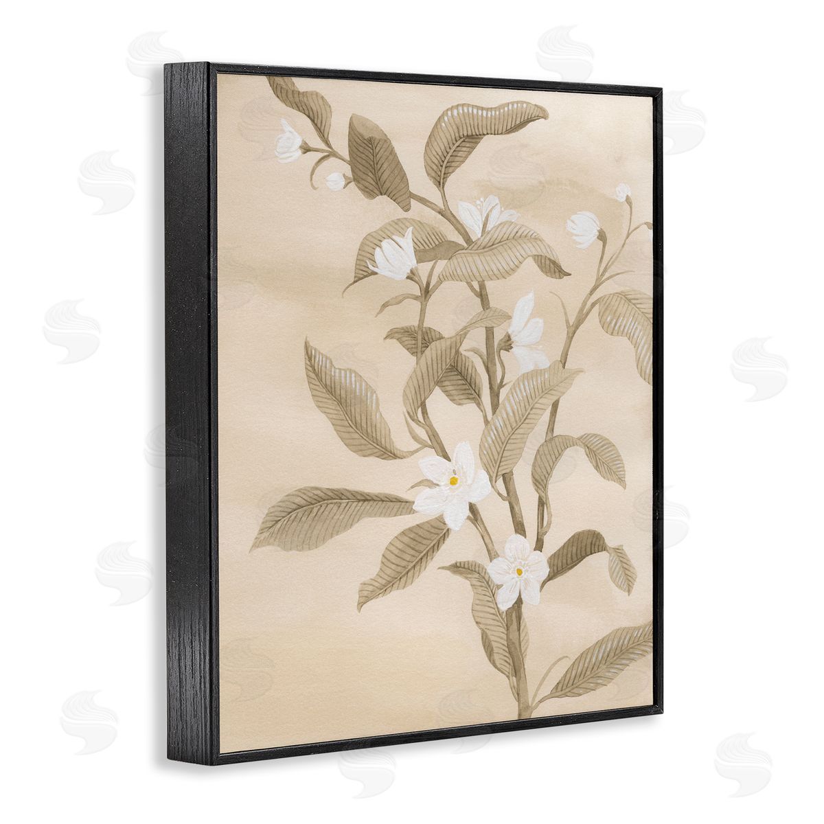 Neutral White Daffodils Black Frame Print Wall Art, Home Decor by Grace Popp