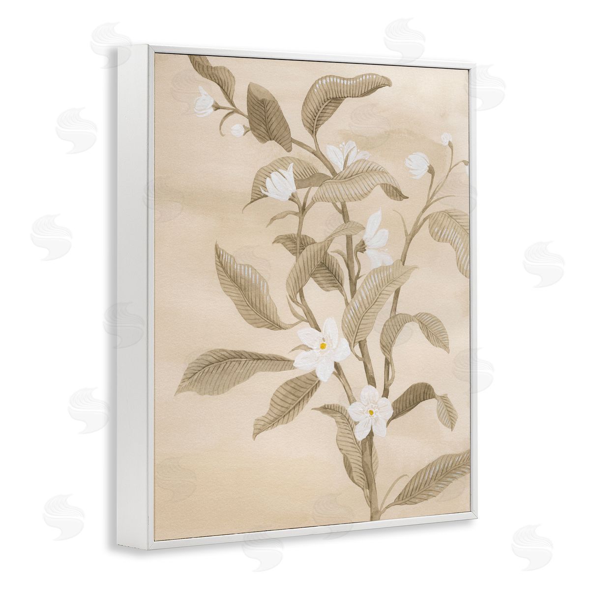 Neutral White Daffodils White Frame Print Wall Art, Home Decor by Grace Popp