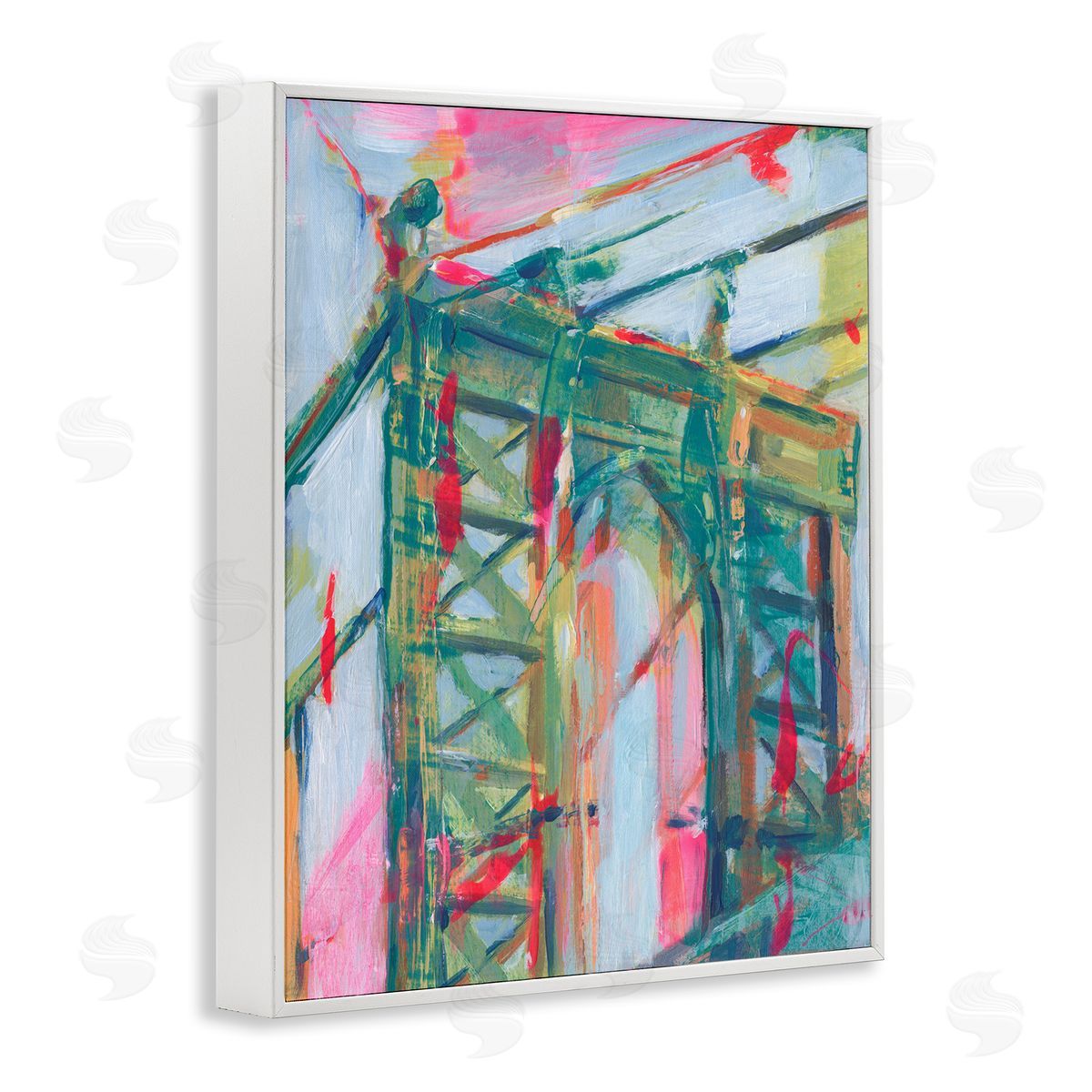 Bridge Arch Abstraction White Frame Print Wall Art, Home Decor by Ethan Harper
